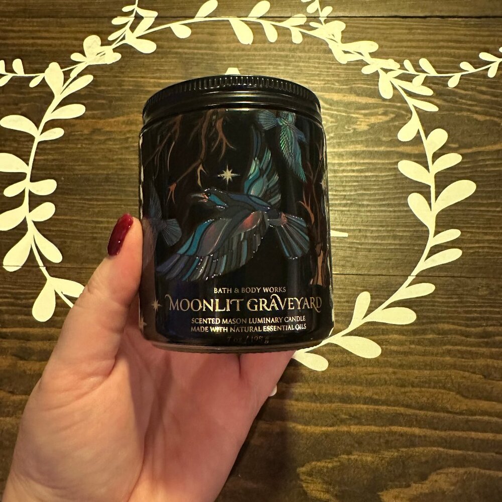 Bath & Body Works  Moonlit Graveyard  Mason Single Wick Candle